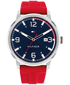 Men's Red Silicone Strap Watch 46mm, Created for Macy's