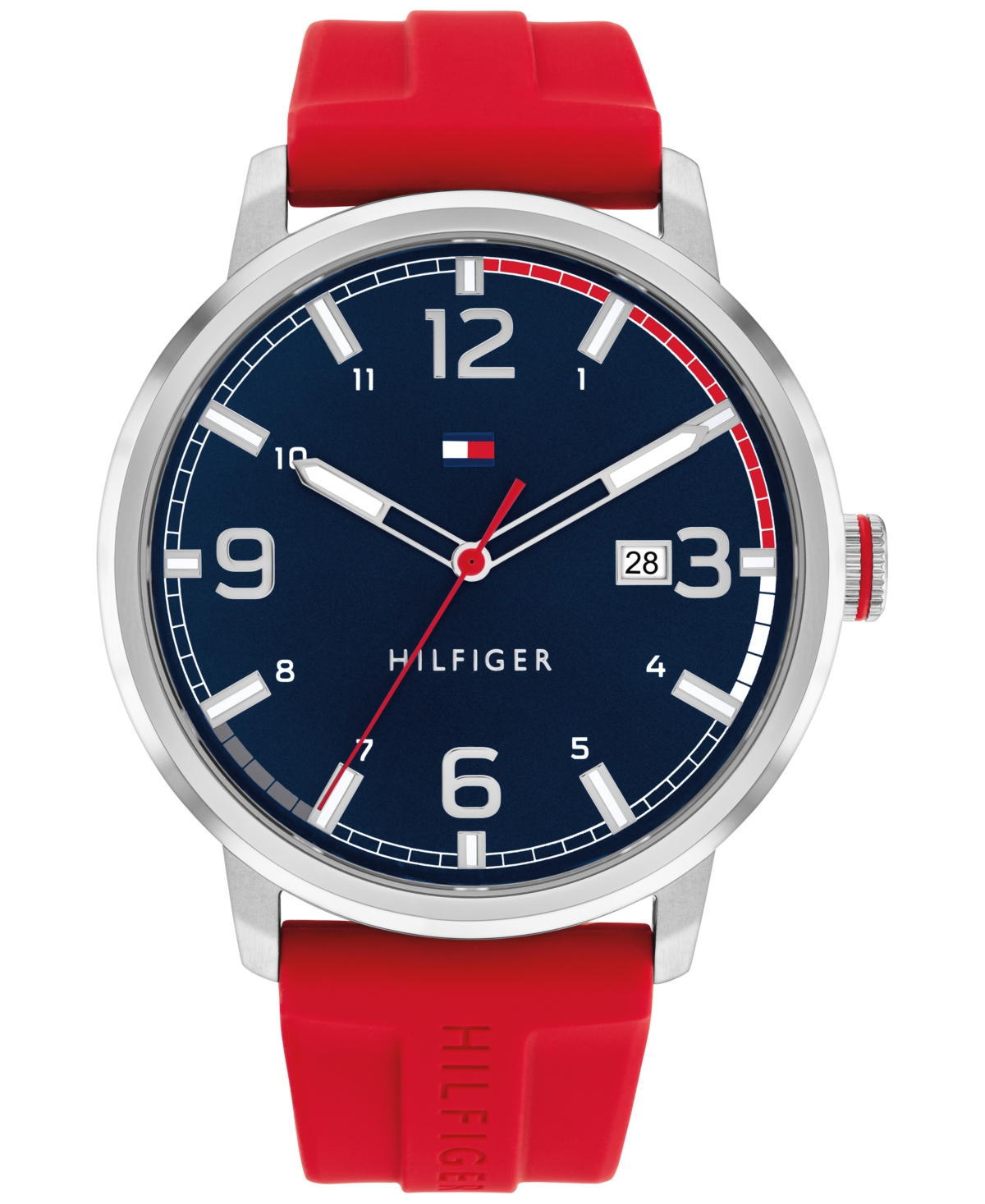 Tommy Hilfiger Men's Red Silicone Strap Watch 46mm, Created For Macy's