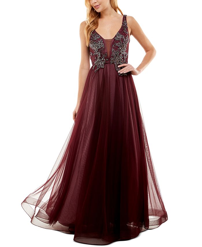 Sequin Halter Neck Top A-Line Backless Evening Dress With Tulle