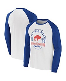 Men's NFL x Darius Rucker Collection by White and Royal Buffalo Bills Vintage-Like Raglan Long Sleeve T-shirt