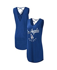 Women's Royal Los Angeles Dodgers Game Time Slub Beach V-Neck Cover-Up Dress