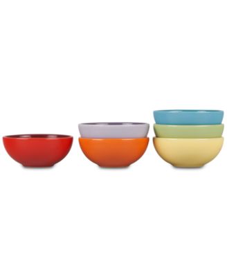 Set of Six Stoneware Multi Color Pinch Bowls
