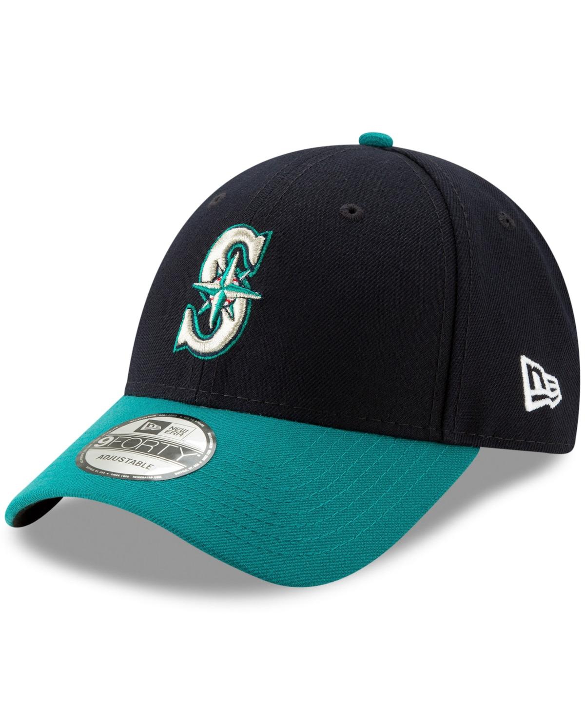 Shop New Era Men's  Navy, Aqua Seattle Mariners League 9forty Adjustable Hat In Navy,aqua