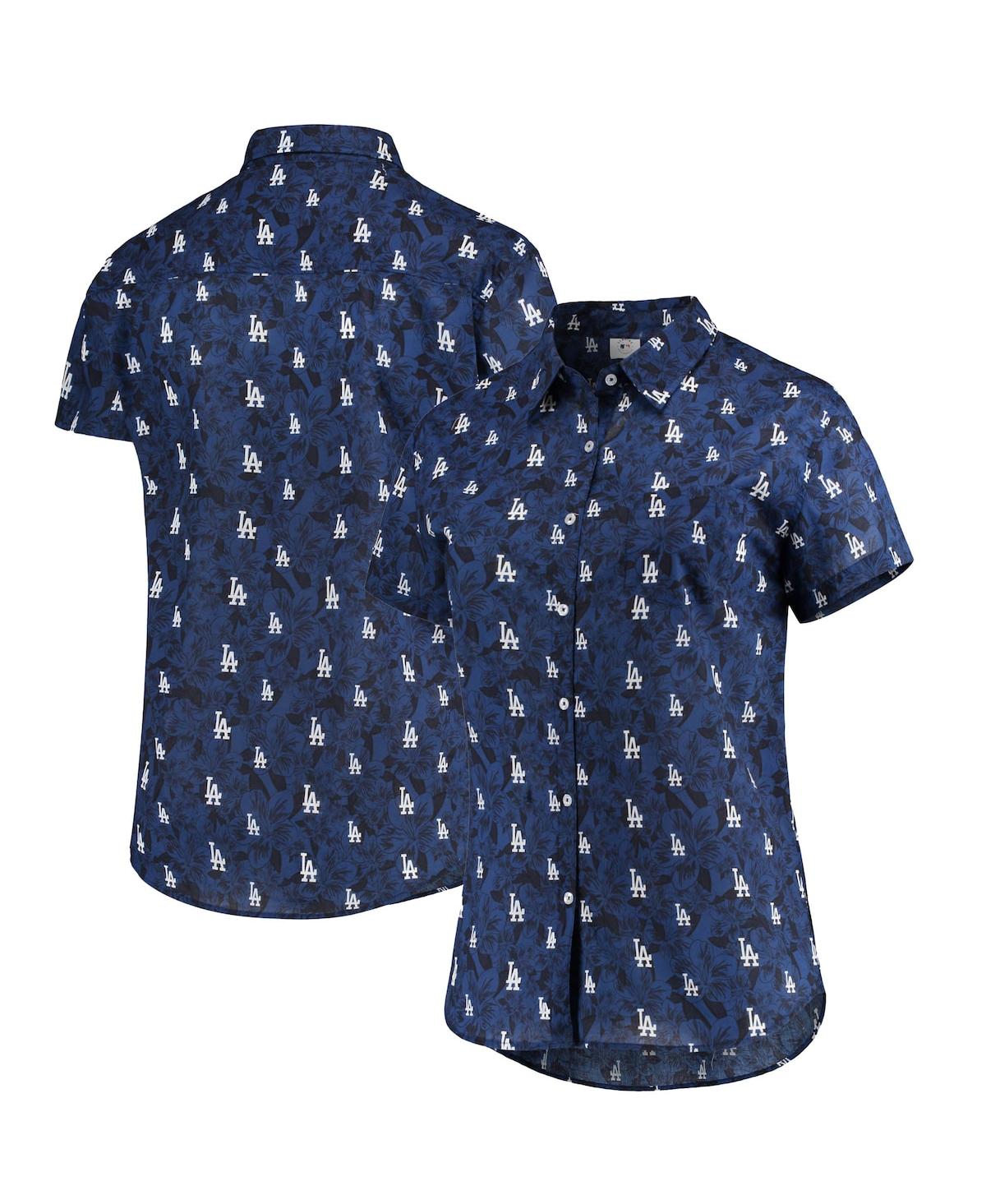 Shop Foco Women's  Royal Los Angeles Dodgers Floral Button Up Shirt