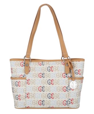 Photo 1 of Giani Bernini Signature Tote, 14"W x 9-1/2"H x 5"D, 10"L top handles, Magnetic snap closure with center divider zipper, Silver-tone hardware with logo dangle, slip pocket & side slip pockets, Interior zip pocket, 2 slip pockets & ID card window, Tablet co