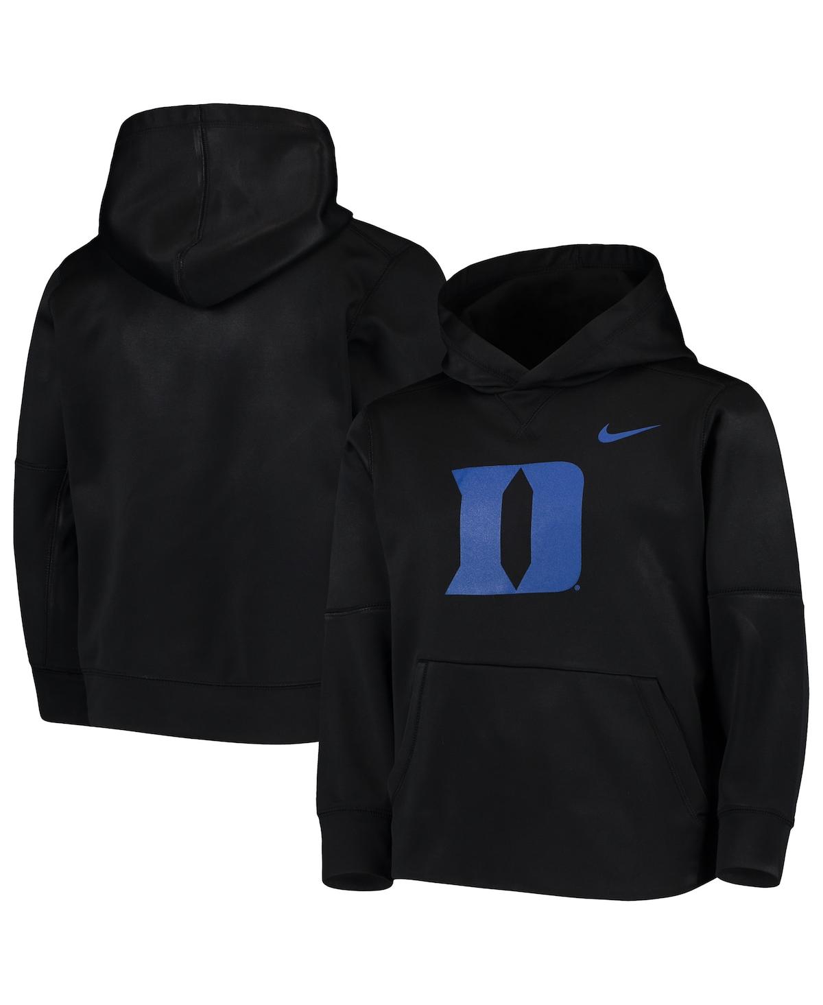 Shop Nike Big Boys  Black Duke Blue Devils Logo Ko Pullover Performance Hoodie