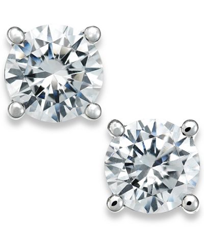 X3 Certified Diamond Stud Earrings in 18k White Gold