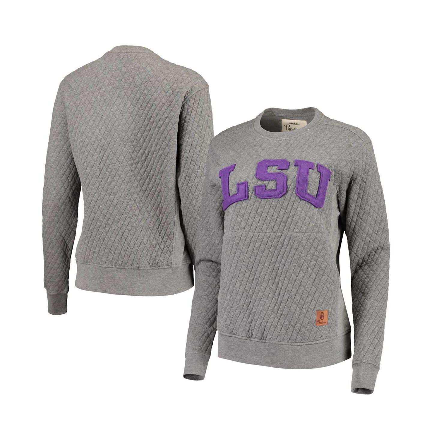 Женская толстовка Pressbox Heathered Gray LSU Tigers Moose Applique Quilted Crewneck — фото 2
