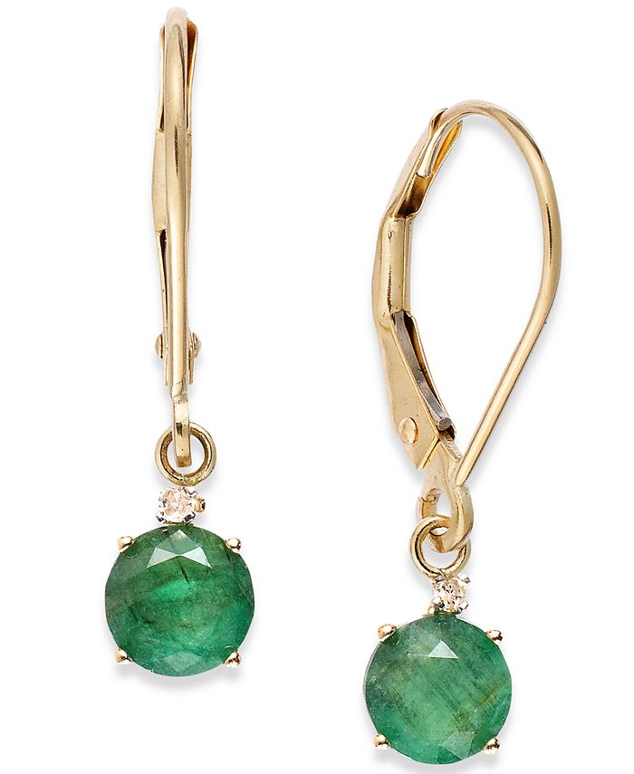 Macy's Emerald Leverback Earrings in 14k Gold (9/10 ct. t.w.) - Macy's