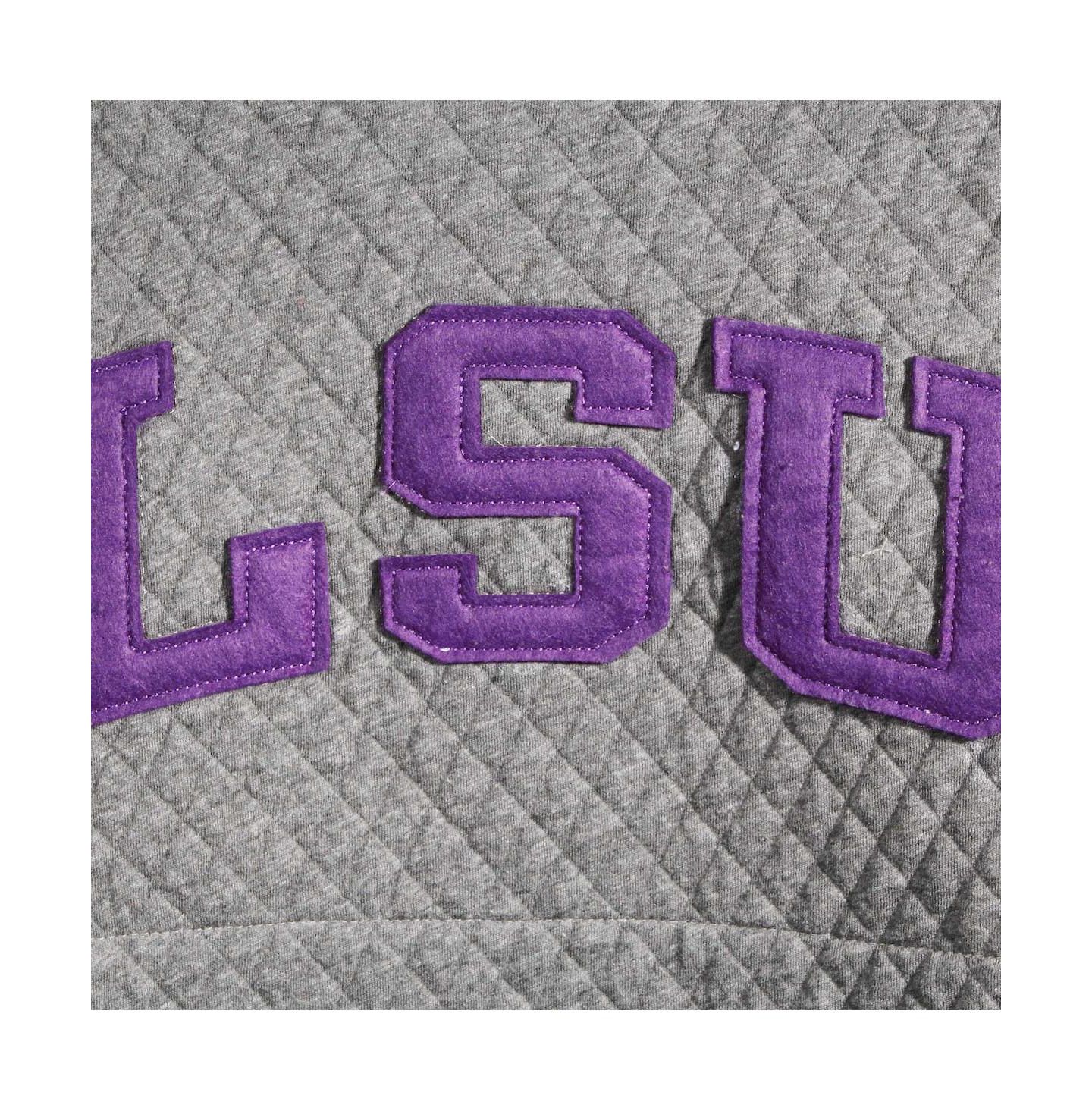 Женская толстовка Pressbox Heathered Gray LSU Tigers Moose Applique Quilted Crewneck — фото 5