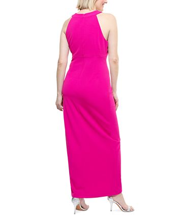 SL Fashions Twisted-Neck Tulip-Hem Dress - Macy's