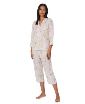Lauren Ralph Lauren Women's 3/4-Sleeve & Capri Pajama Pants Set - Macy's