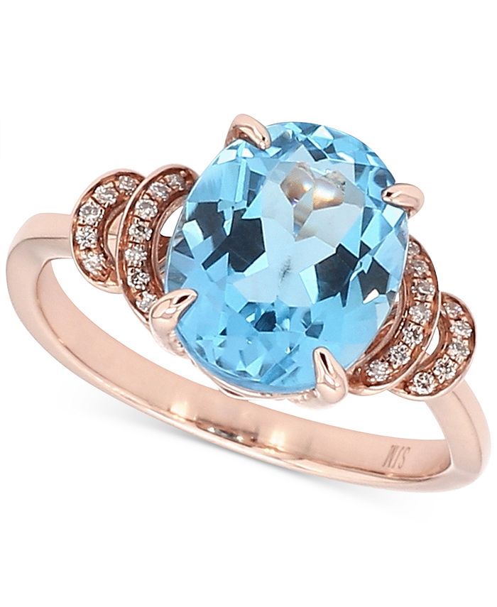 Macy's - Blue Topaz (3-1/2 ct. t.w.) & Diamond (1/10 ct. t.w.) Ring in 10k Rose Gold