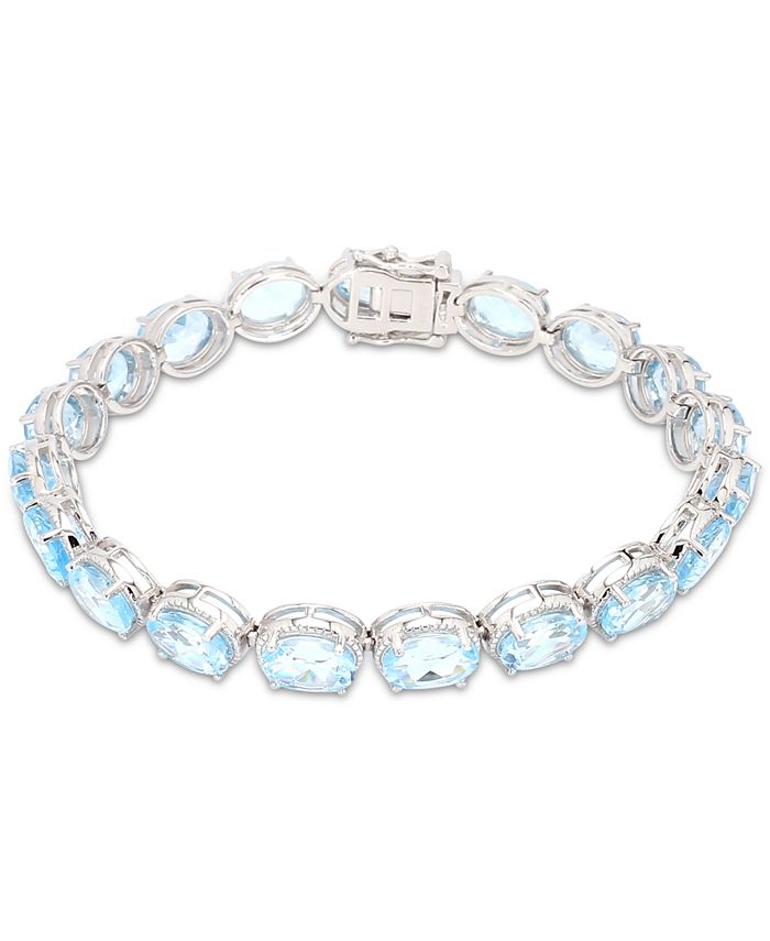 Macy s Blue Topaz Link Bracelet 28 ct. t.w. in Sterling Silver