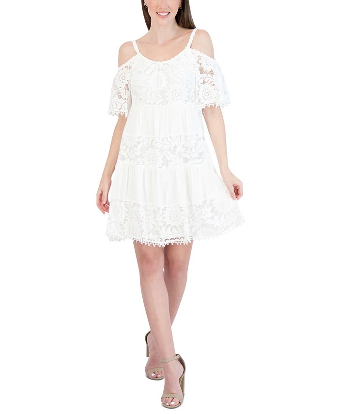 Macy's white off the shoulder dress sales