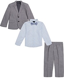 Little Boys Linen Texture Suit Set, 4 Piece