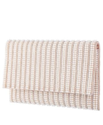 Women's Allover Imitation Pearl and Crystal Envelope Clutch