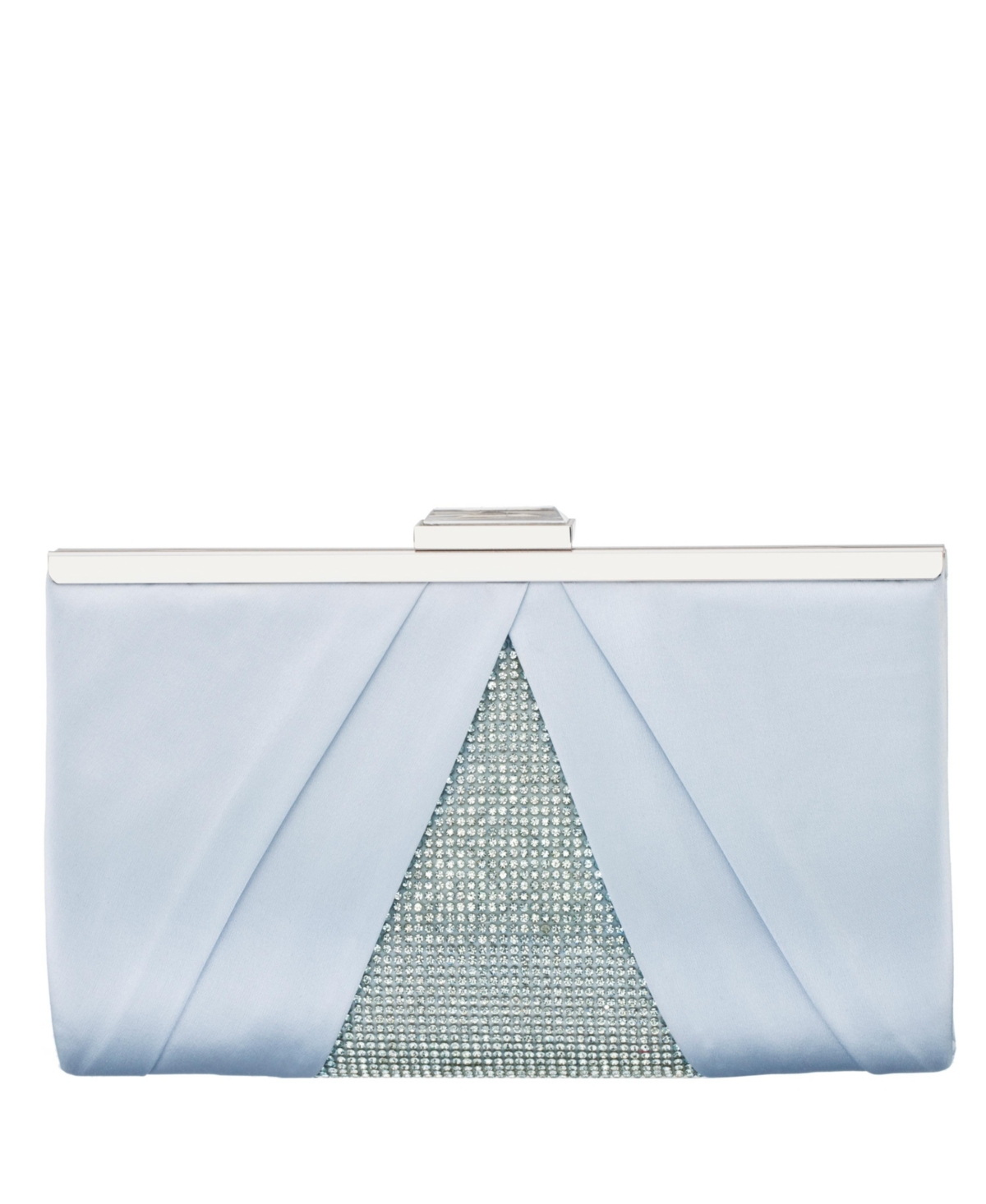 Women's Pleated Stain Crystal Frame Clutch - Sky Blue