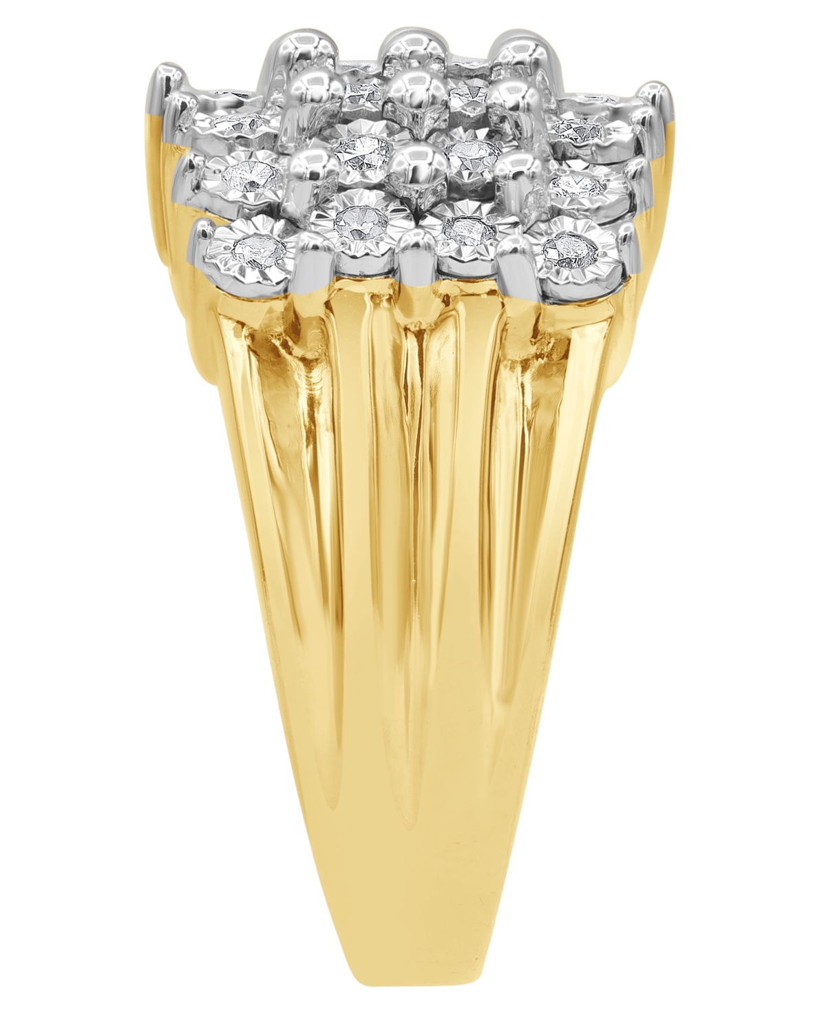 Diamond Multi-Row Ring (1/2 ct. t.w.) in Sterling Silver or 14K Gold Over Sterling Silver