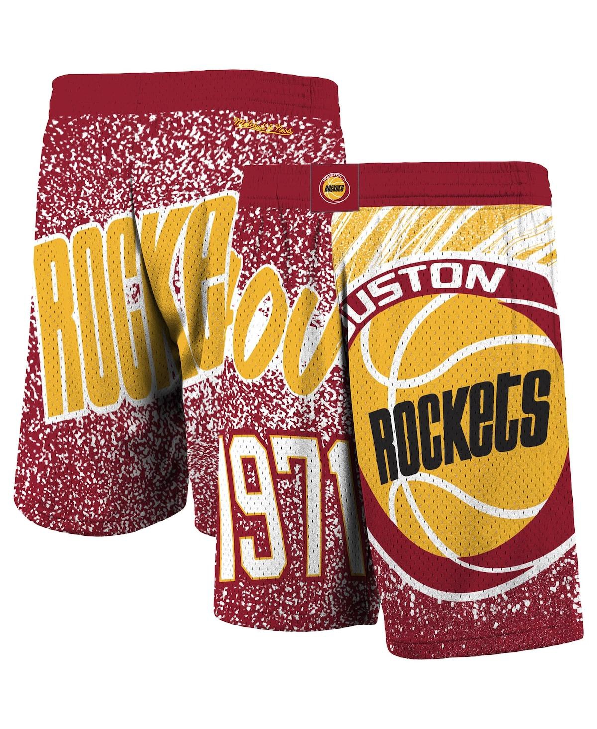 Men's Mitchell Ness Red Houston Rockets Hardwood Classics Jumbotron Sublimated Shorts - Red
