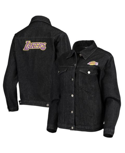Женские куртки The Wild Collective Women's Black Los Angeles Lakers Patch Denim Button-Up Jacket