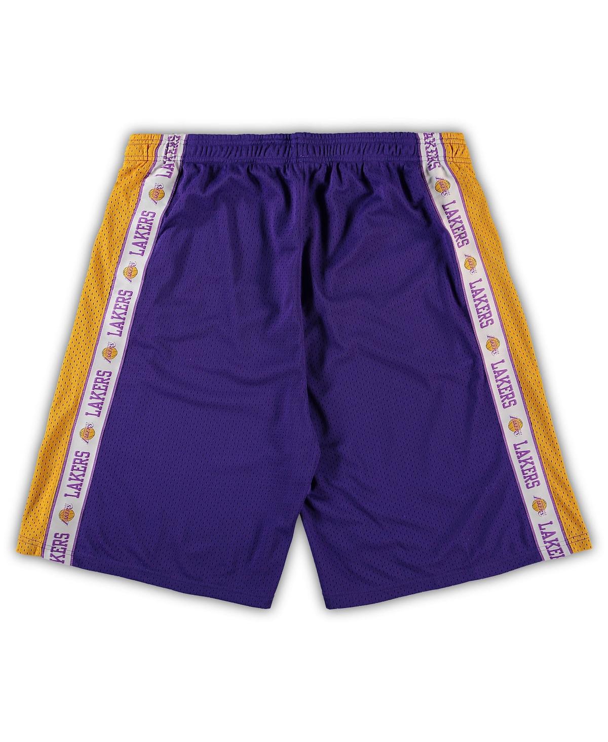 Shop Fanatics Men's  Purple And Gold Los Angeles Lakers Big Tall Tape Mesh Shorts In Purple,gold