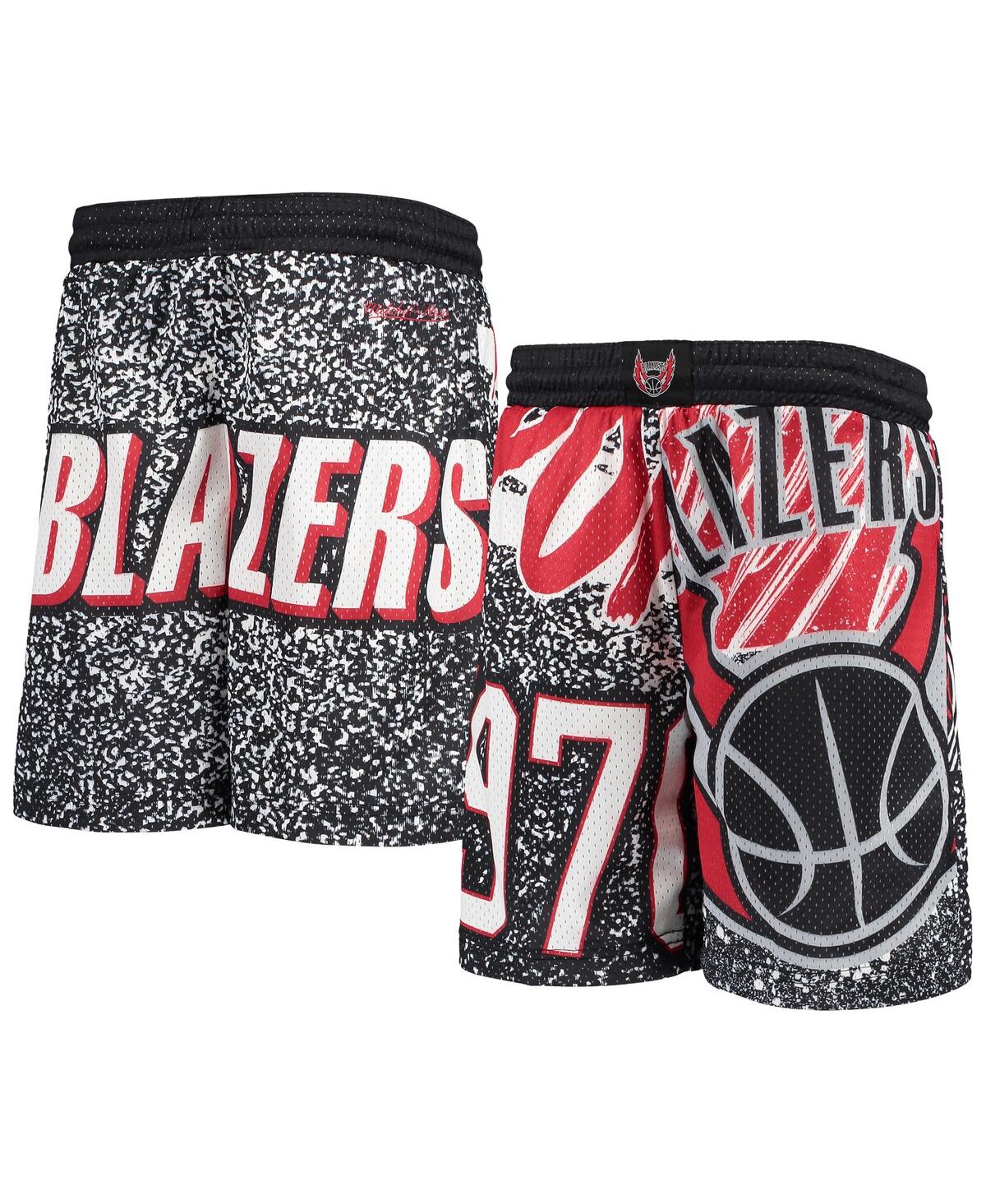 Big Boys Mitchell & NessPortland Trail Blazers Hardwood Classics Jumbotron Shorts - Black
