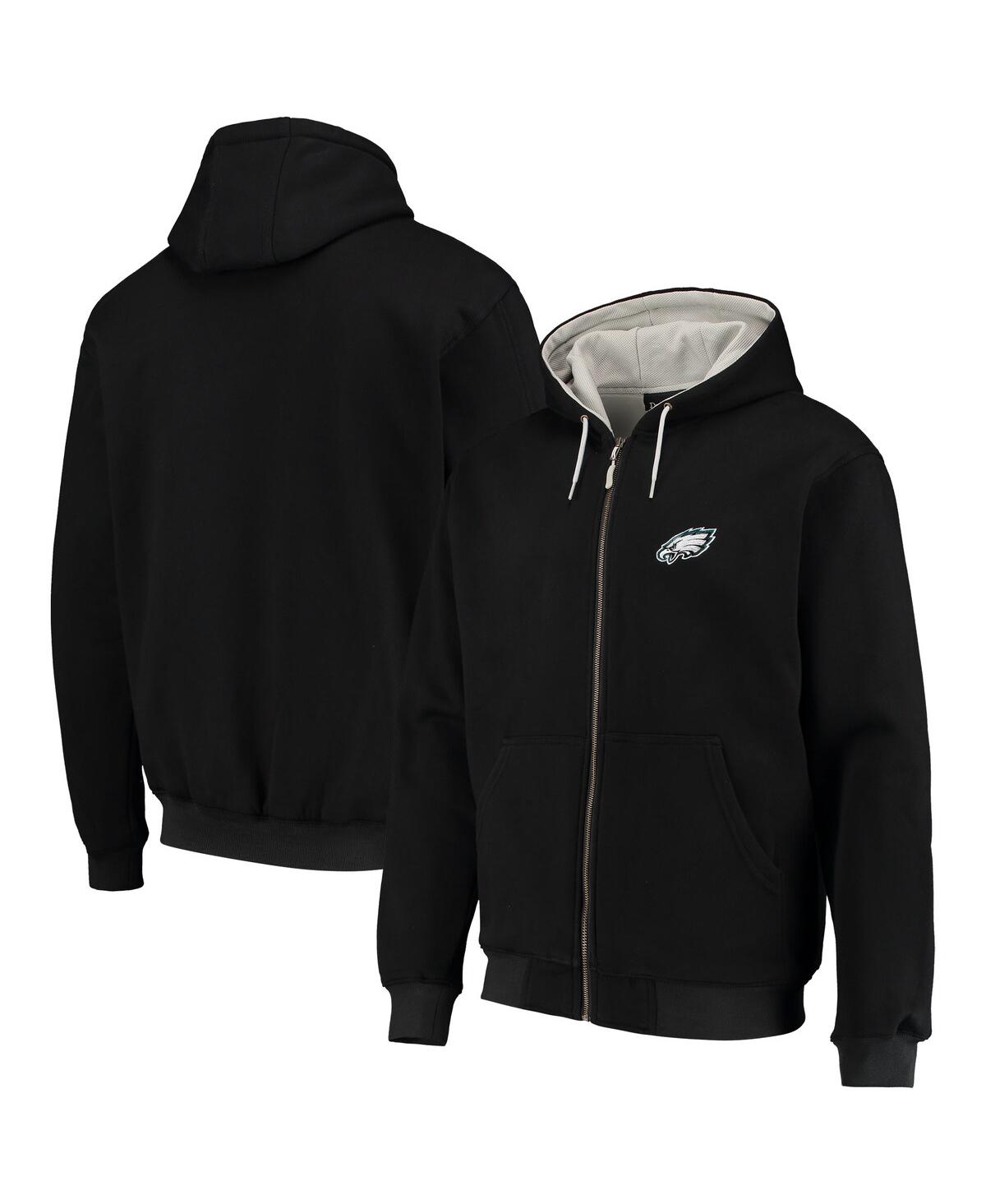 DUNBROOKE MEN'S DUNBROOKE BLACK PHILADELPHIA EAGLES CRAFTSMAN THERMAL-LINED FULL-ZIP HOODIE 