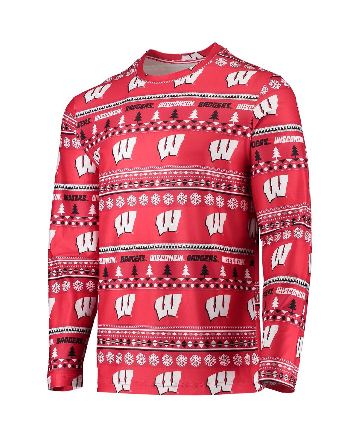 Shop Concepts Sport Men's  Red Wisconsin Badgers Ugly Sweater Long Sleeve T-shirt And Pants Sleep Set