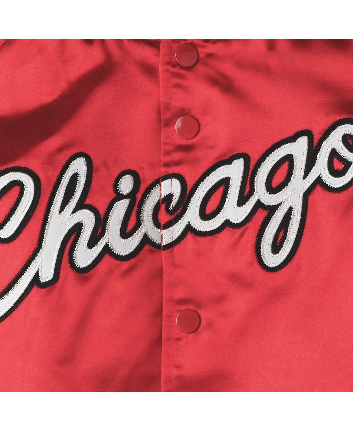Big Boys and Girls Mitchell & NessChicago Bulls Hardwood Classics Satin Raglan Full-Snap Jacket - Red