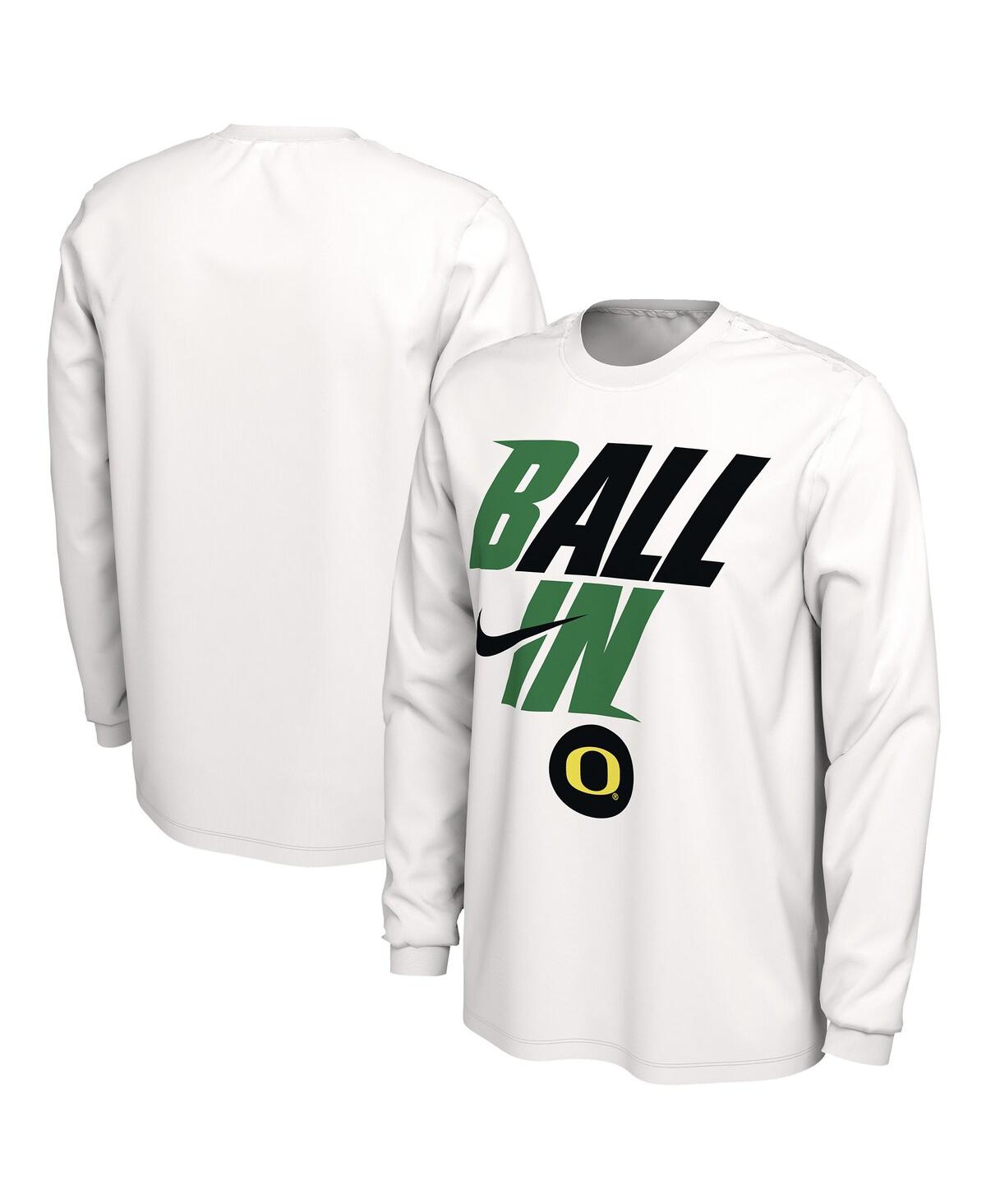 Men's NikeOregon Ducks Ball In Bench Long Sleeve T-shirt - White