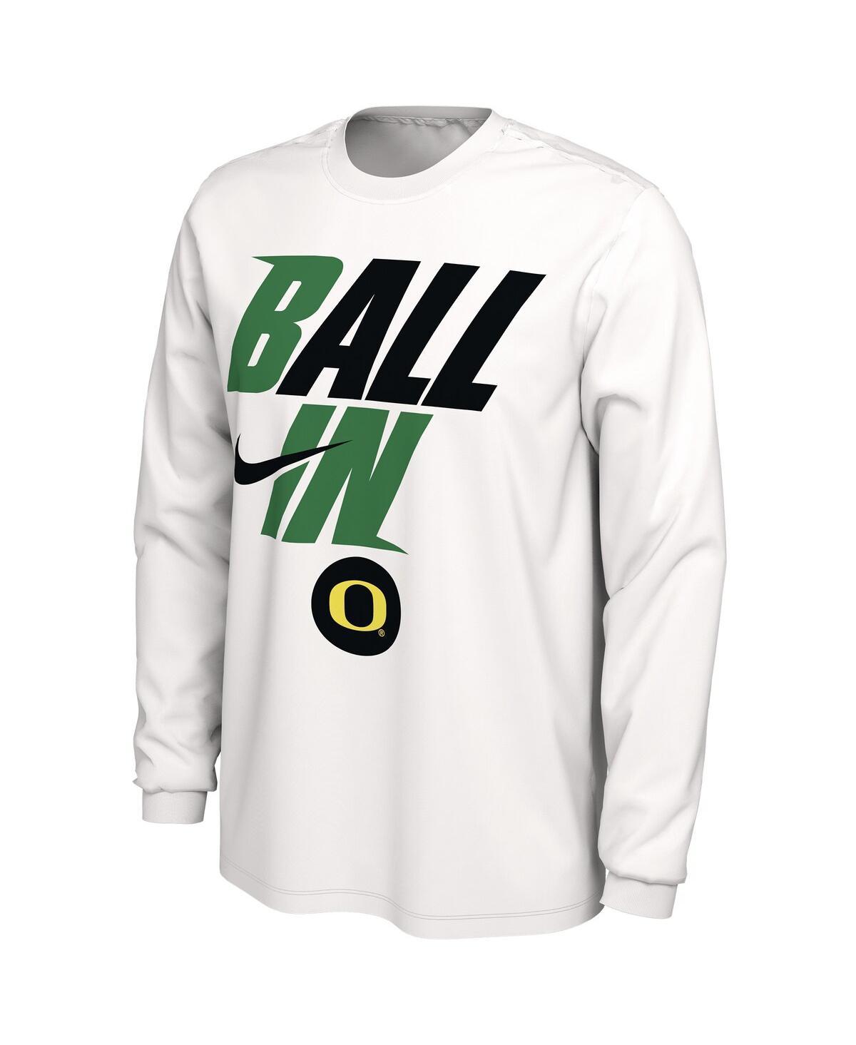 Men's NikeOregon Ducks Ball In Bench Long Sleeve T-shirt - White