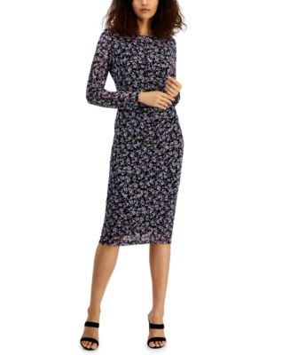 Nine West Women s Floral Print Mesh Midi Dress Macy s