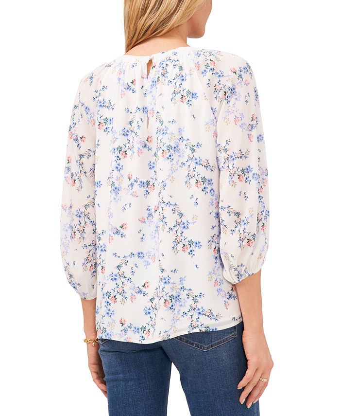 Vince Camuto Floral-Print Keyhole Top - Macy's