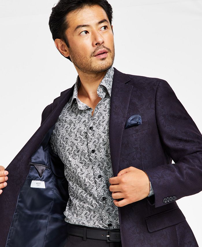 Alfani Men's Slim-Fit Solid Velvet Blazer Blue Size 38