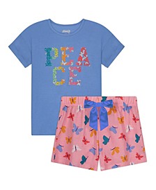Big Girls T-shirt and Shorts Pajama Set, 2 Piece