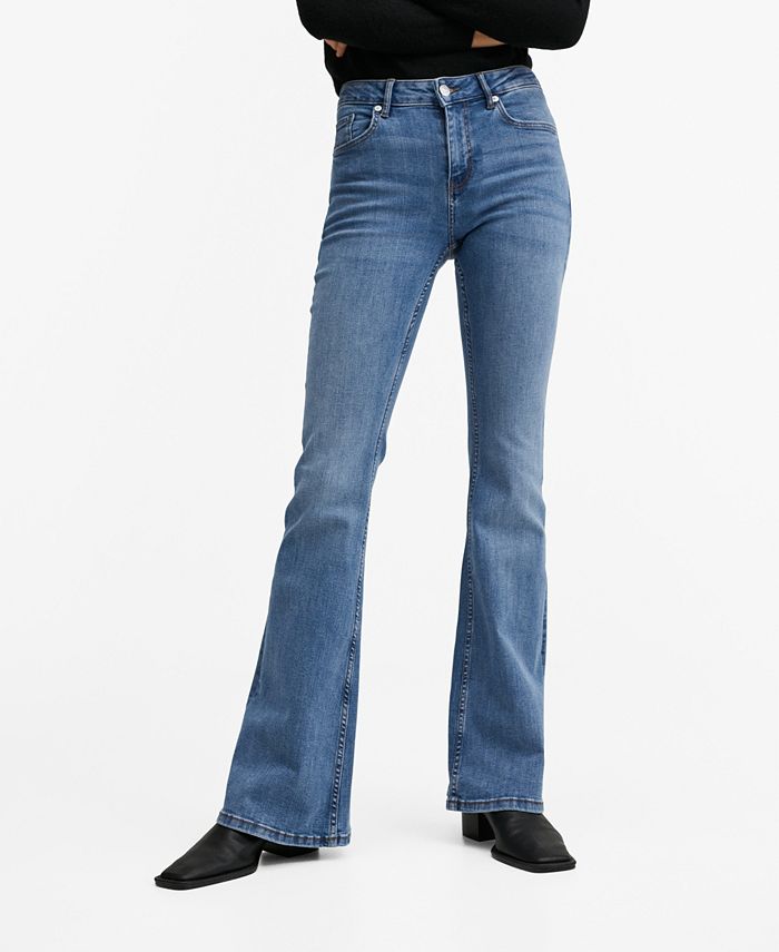 MANGO Women's Mid-Rise Flared Jeans - Macy's
