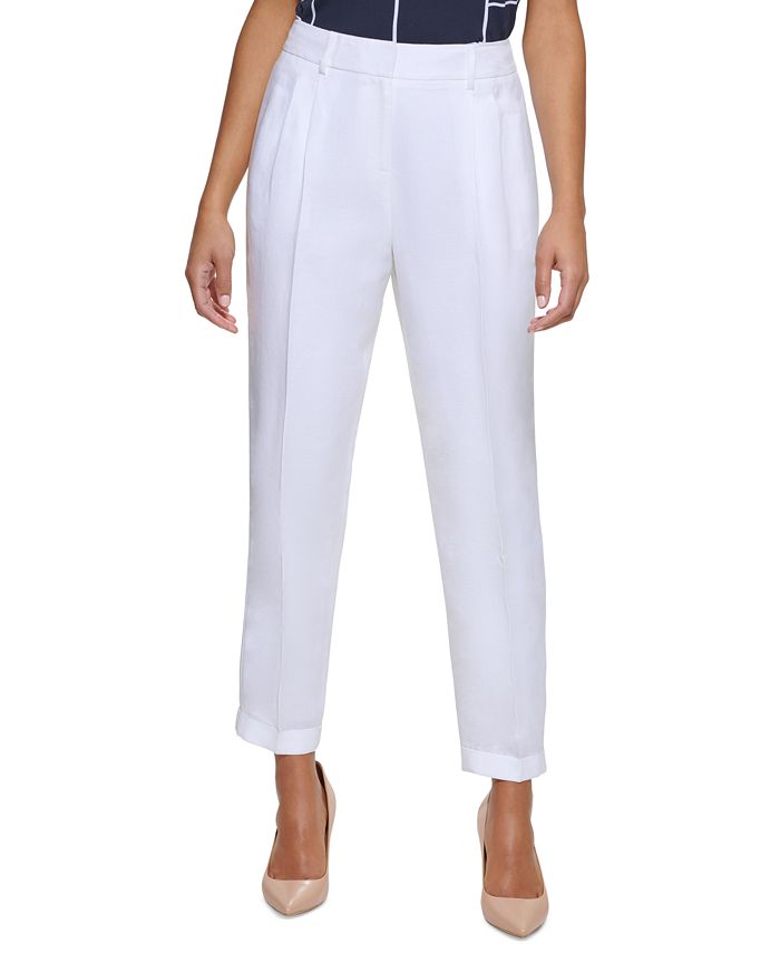 Calvin klein white linen pants shop