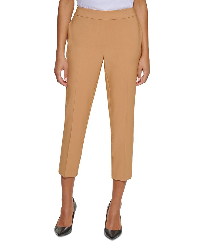Calvin Klein X-Fit Elastic Back Slim Cropped Pant - Macy's