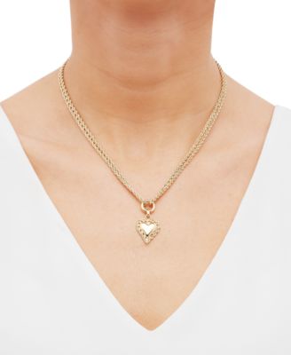 Puff Heart Rope-Framed 18 Pendant Necklace in 10k Gold