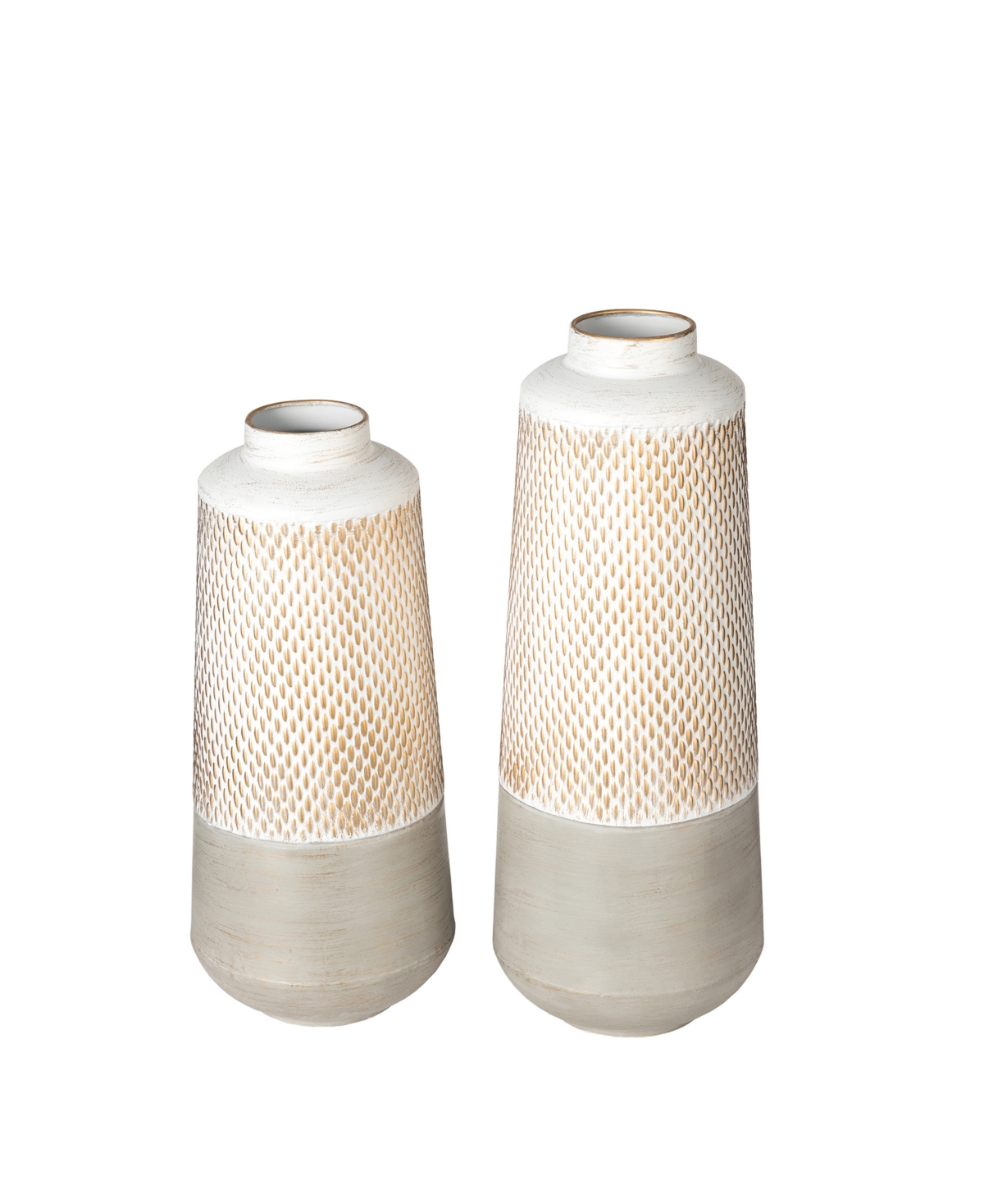 Glitzhome Modern Farmhouse - Modern Industrial Textured Table Vases, Set Of 2 In Gold-tone,gray