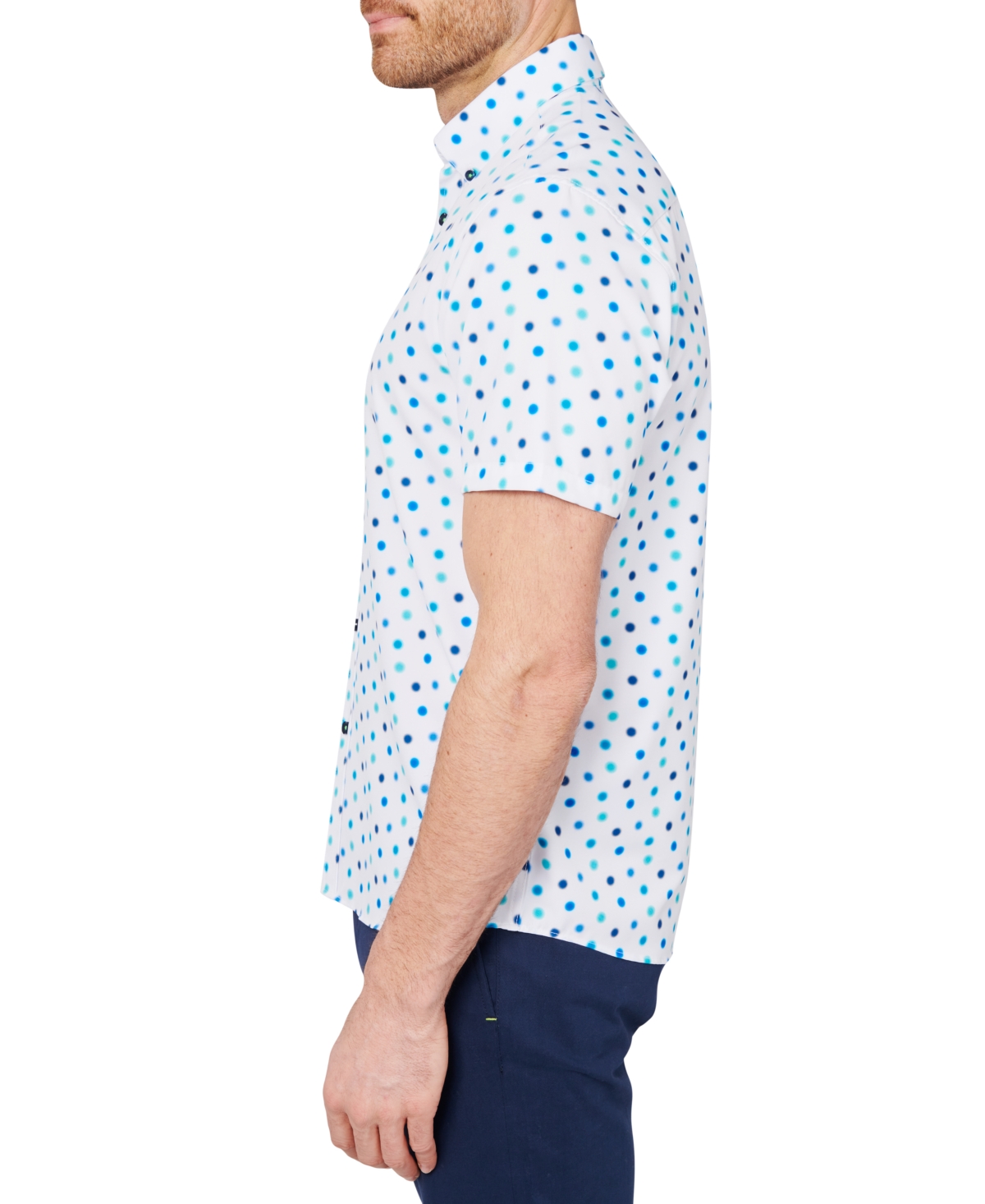 Society of Threads Men's Slim Fit Non-Iron Performance Stretch Dot Print Button-Down Shirt