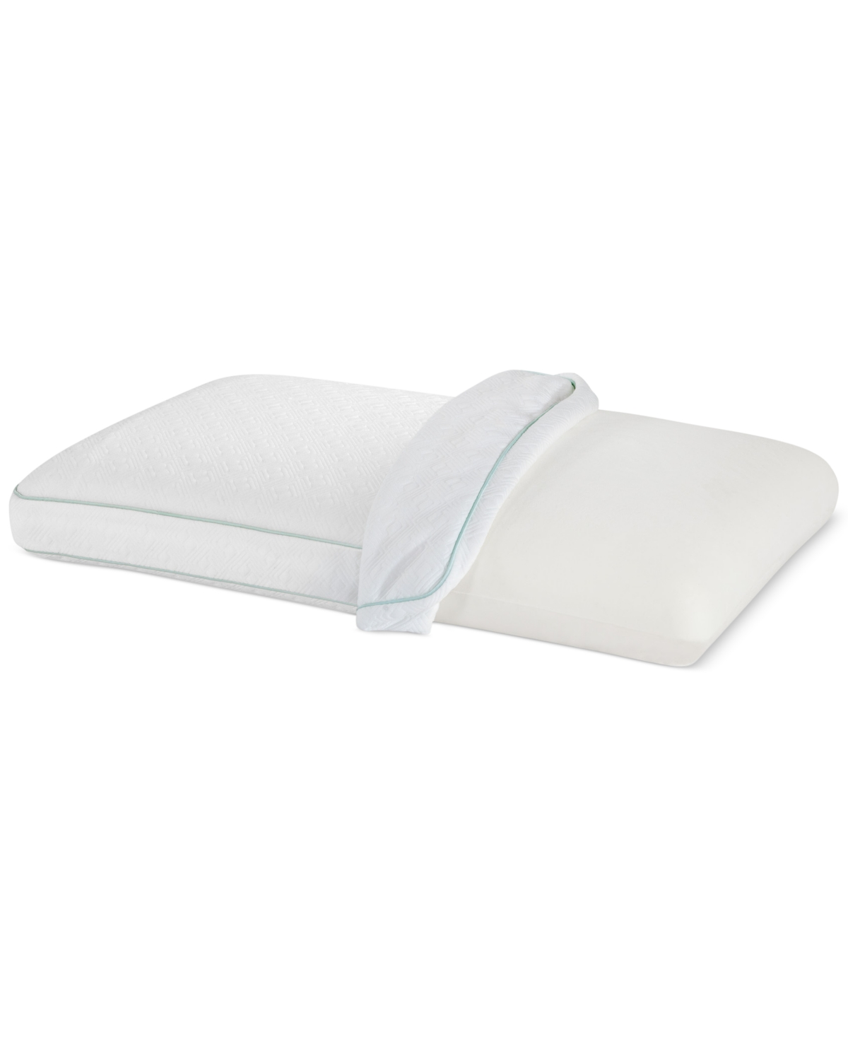 IntelliSLEEP Natural Comfort Traditional Memory Foam Pillow, Queen, Exclusively at Macy's - White With Green Cording