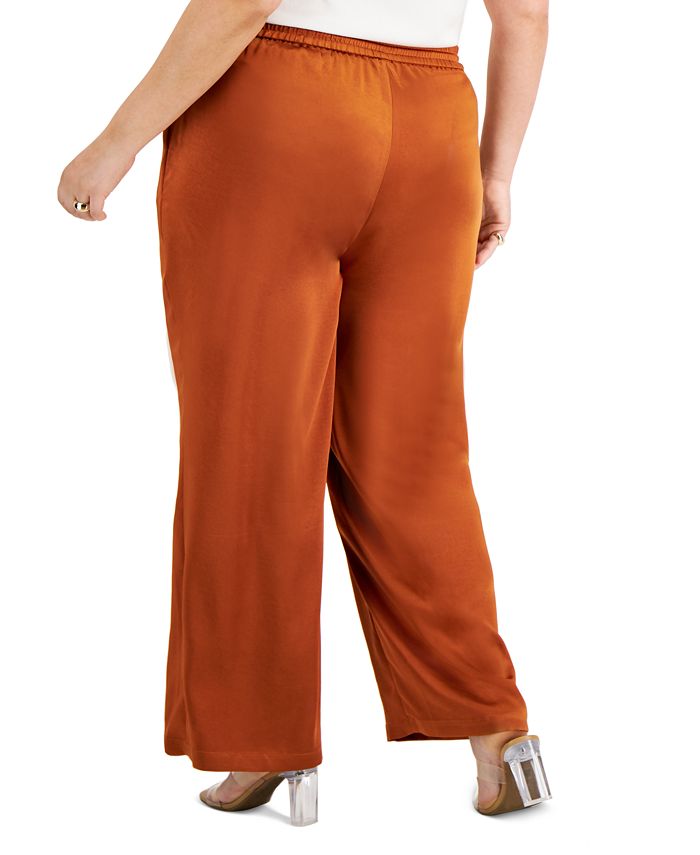 Bar III Plus Size Satin Drawstring Pants, Created for Macy's - Macy's
