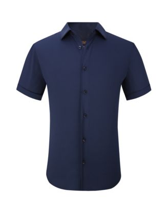 Men's Slim Fit Performance Short Sleeves Solid Button Down Shirt