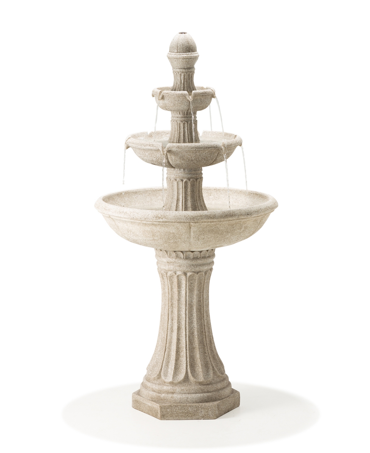 Glitzhome Oversized Terrazzo Resin 3 Tier Outdoor With Pump And Light Fountain, 47.25" Height In Beige