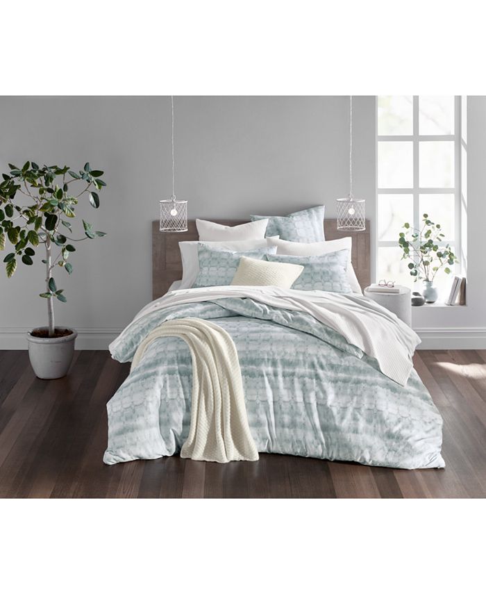 Oake Shibori Plaid Duvet Cover Set, King, Created for Macy's Macy's