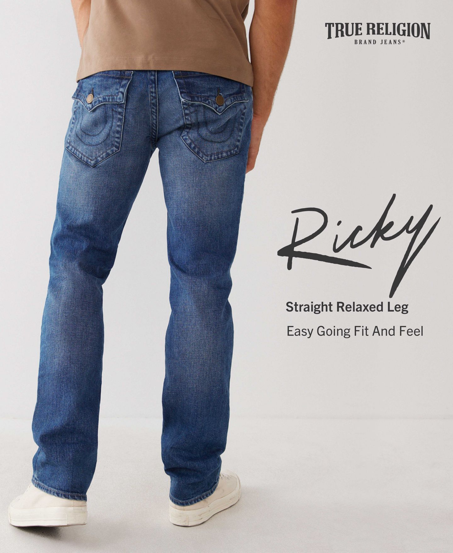 Мужские джинсы True Religion Ricky Straight Fit Jeans with Back Flap Pockets, цвет: Чёрный — фото 3