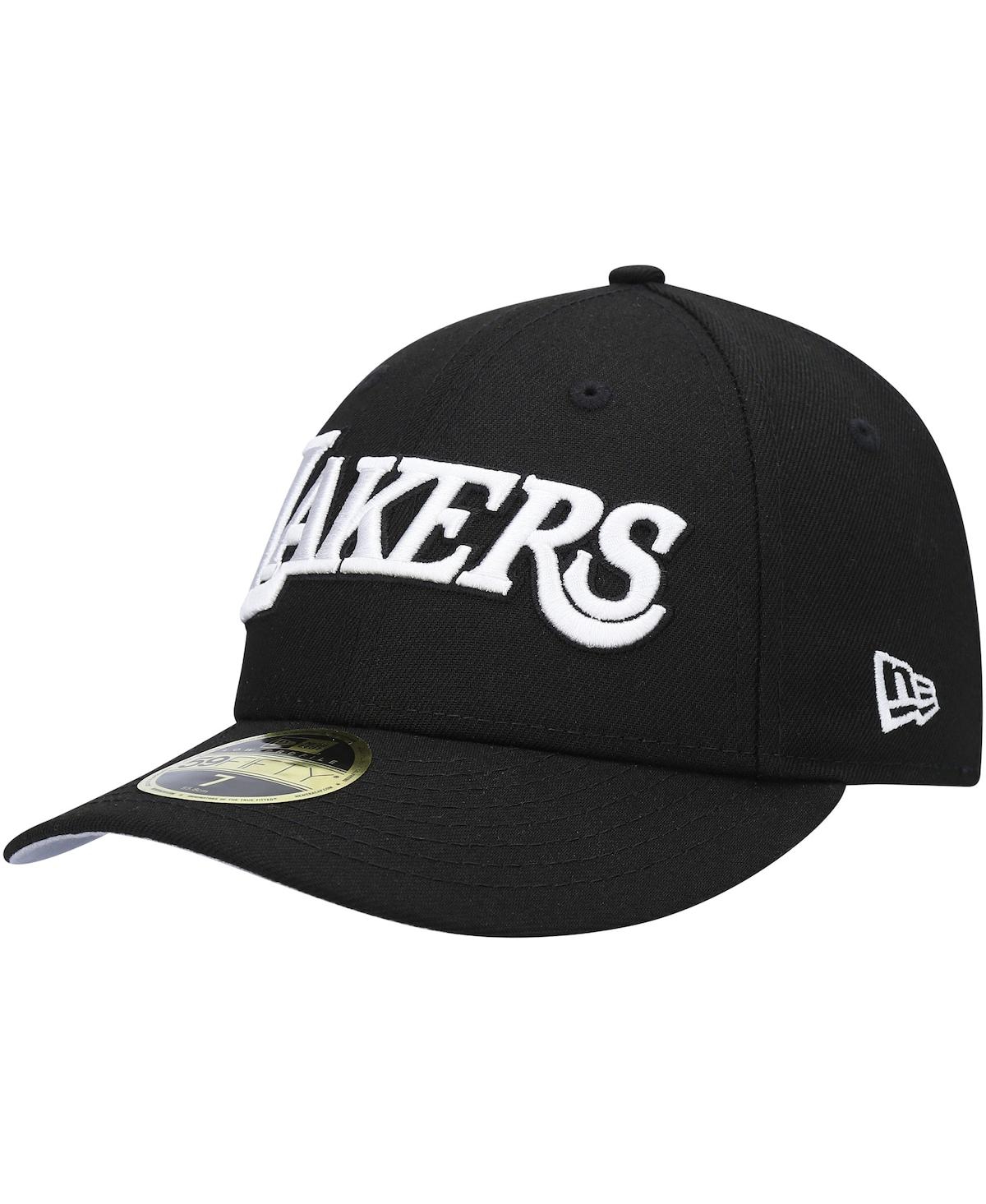 Men's Black Los Angeles Lakers Team Logo Low Profile 59FIFTY Fitted Hat - Black