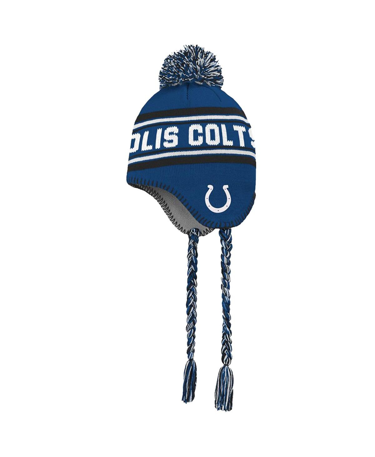 Outerstuff Babies' Preschool Boys And Girls Royal, White Indianapolis Colts Jacquard Tassel Knit Hat With Pom In Royal,white